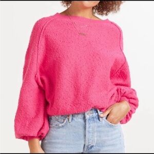 Free People Found My Friend Boucle Pullover Sweater Rock Candy Hot Pink Small S